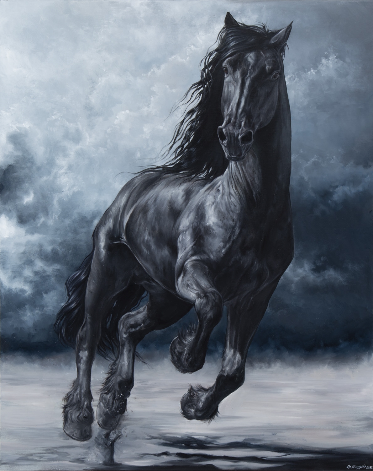 Artwork by Weronika Formejster, Black Knight, Made of oil/canvas
