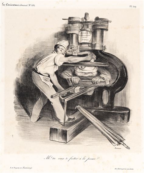 Ah! tu veux te frotter à la presse!! by Honoré Daumier, 1833