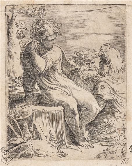 A Young Man Seated with Two Old Men by Parmigianino, circa 1528