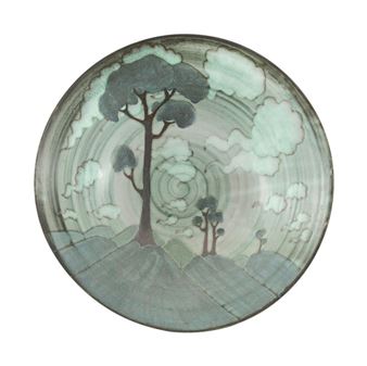 A RED STONEWARE BOWL - Tessa Fuchs