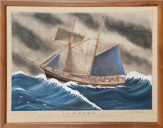 La Zélée surprise par la tempête by Paul-Emile Pajot