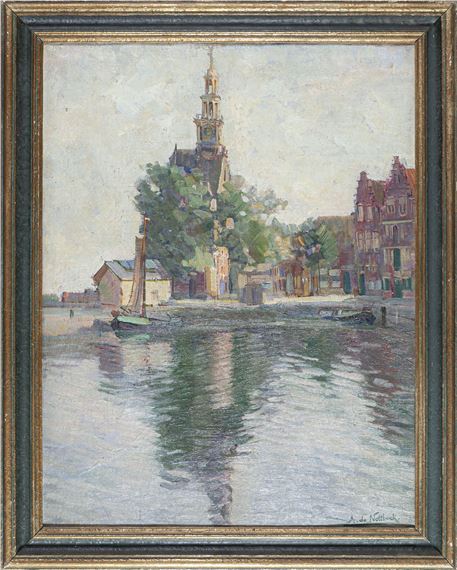 Eglise devant un lac - A. de Nottbeck