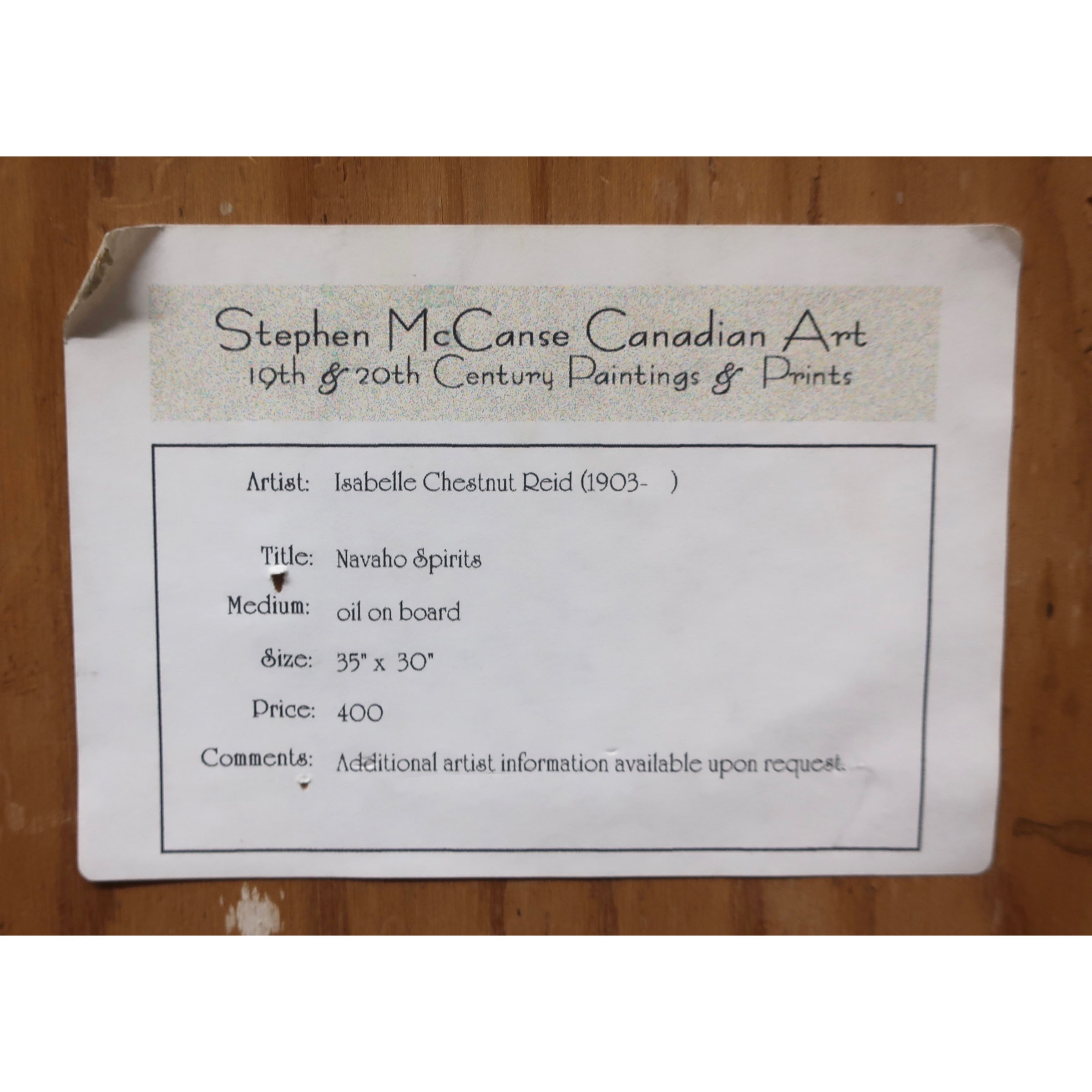 Artwork by Isobelle Chestnut Reid, NAVAHO SPIRITS, Made of OIL ON BOARD