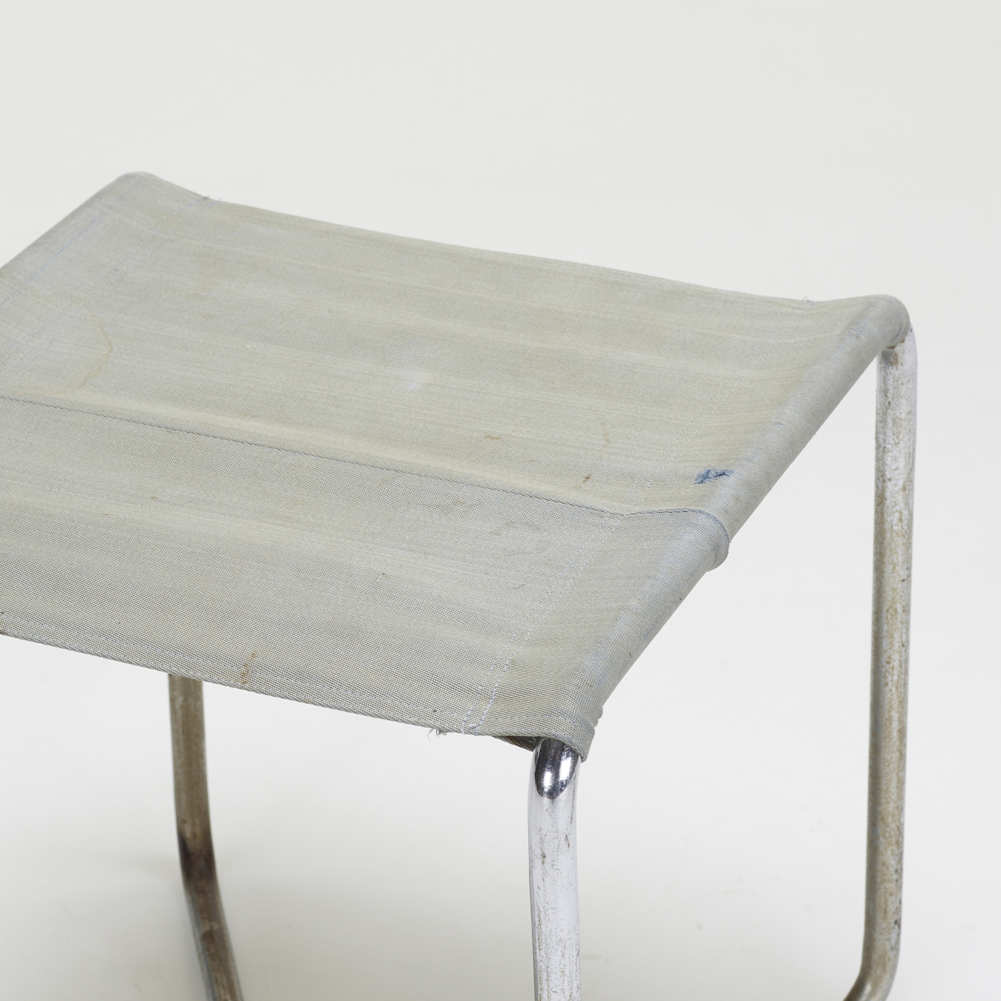 Artwork by Marcel Breuer, B8 stool, Made of chrome plated steel, canvas