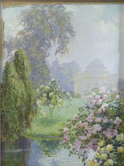 Landscape of a park with a rotunda. - P. Fontaine