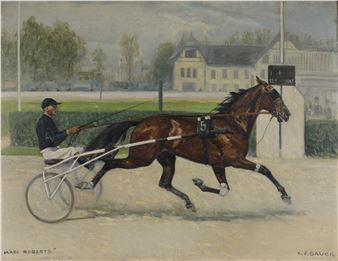 Mädi Roberts auf der Trabrennbahn Krieau in Wien, - Carl Franz Bauer