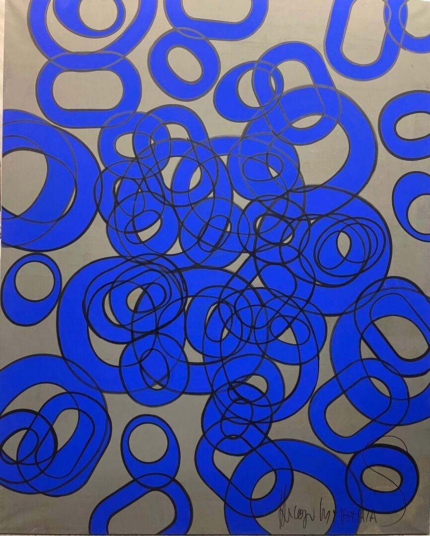 Hugo Jules Mathias | COMPOSITION BLEU SUR FOND GRIS | MutualArt