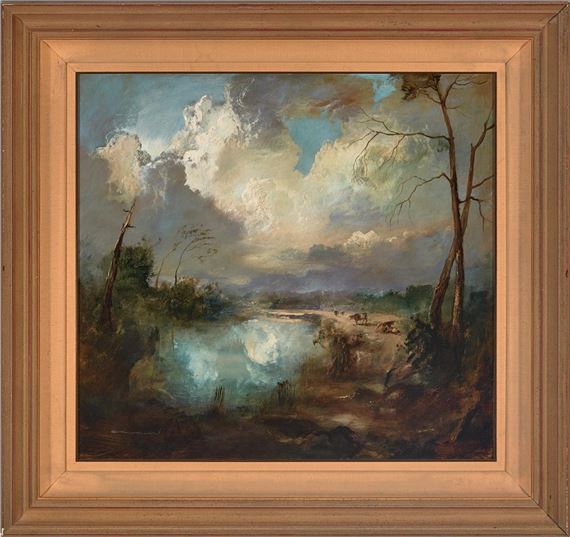 Carl Stringfellow | Cows Resting by the Creek | MutualArt