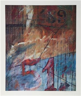 Tzvi Ben Aretz, Untitled - 51, Lithograph - Tzvi Ben-Aretz
