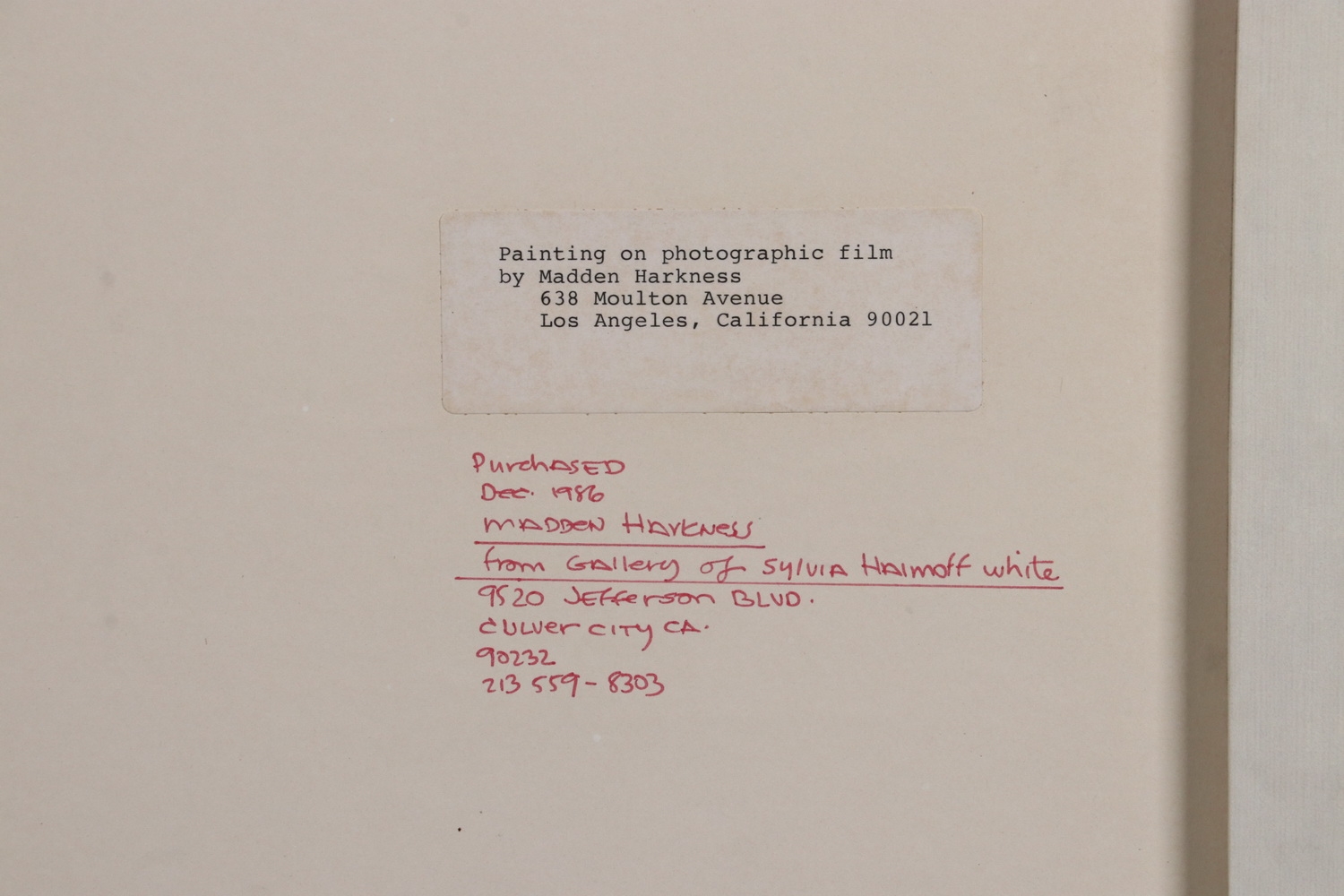 Artwork by Madden Harkness, Profile Portrait of a Young Woman, Made of painted on photographic film