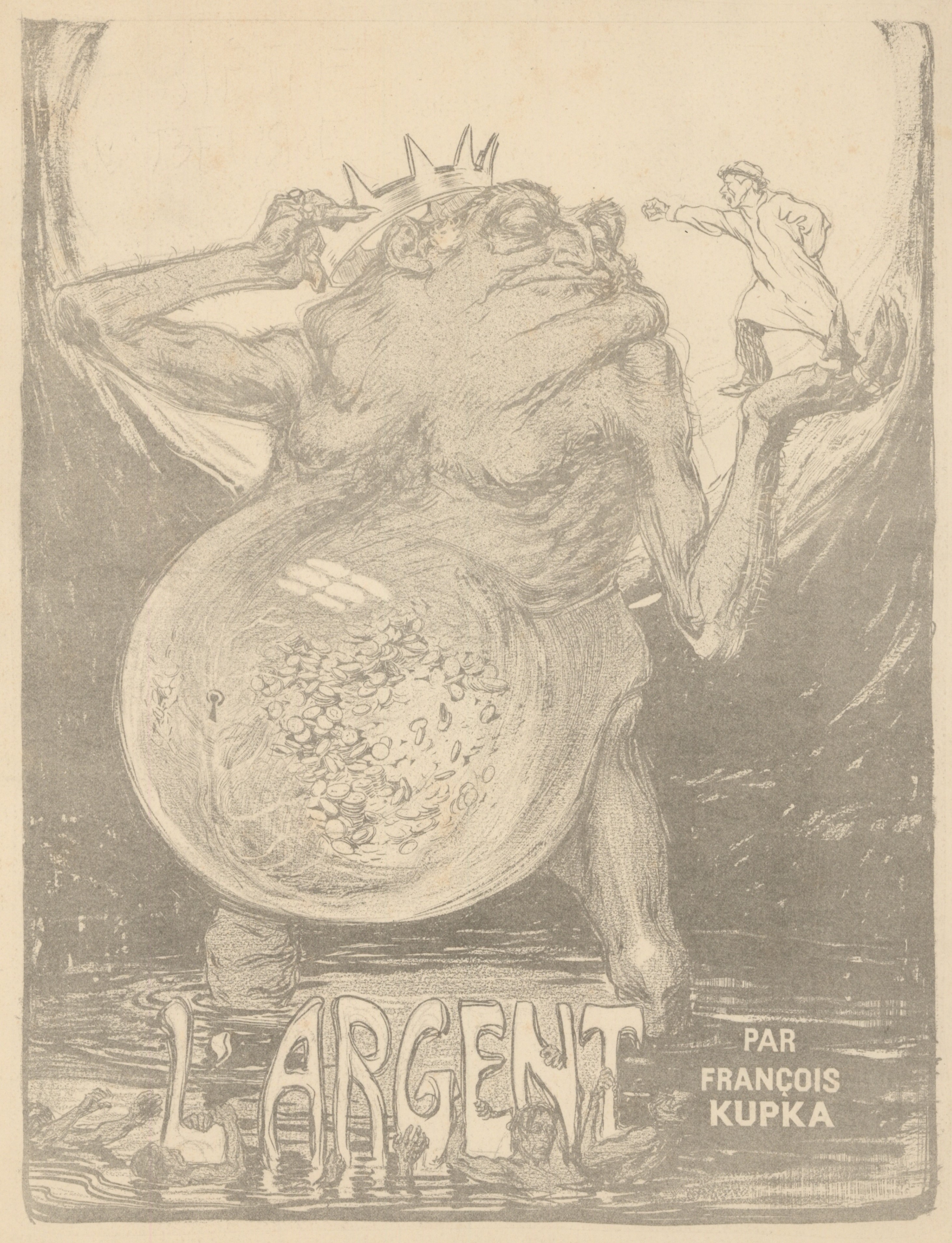 L’Argent, couverture de l’Assiette au Beurre n°41 - épreuve avant mise en couleur by František Kupka, 1901