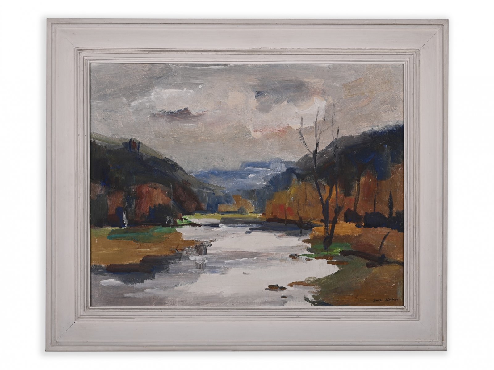 Artwork by Jaroslav Kotas, MOTIF FROM SÁZAVA RIVER, Made of Oil on hardboard