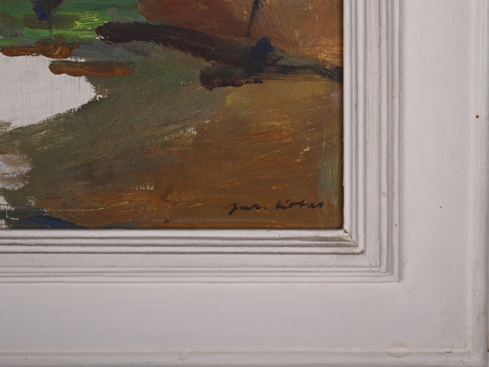 Artwork by Jaroslav Kotas, MOTIF FROM SÁZAVA RIVER, Made of Oil on hardboard