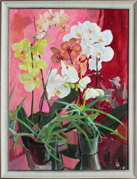 Orchids on pink by Oksana Vadimovna Ageeva (gerasimova), 2018