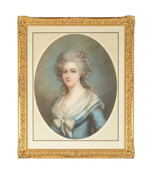 French School, 18th Century | PORTRAIT OF A LADY IN A BLUE DRESS ...
