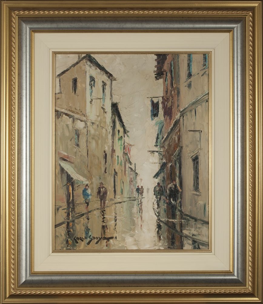Wet European Street Scene by Carlo Sdoya