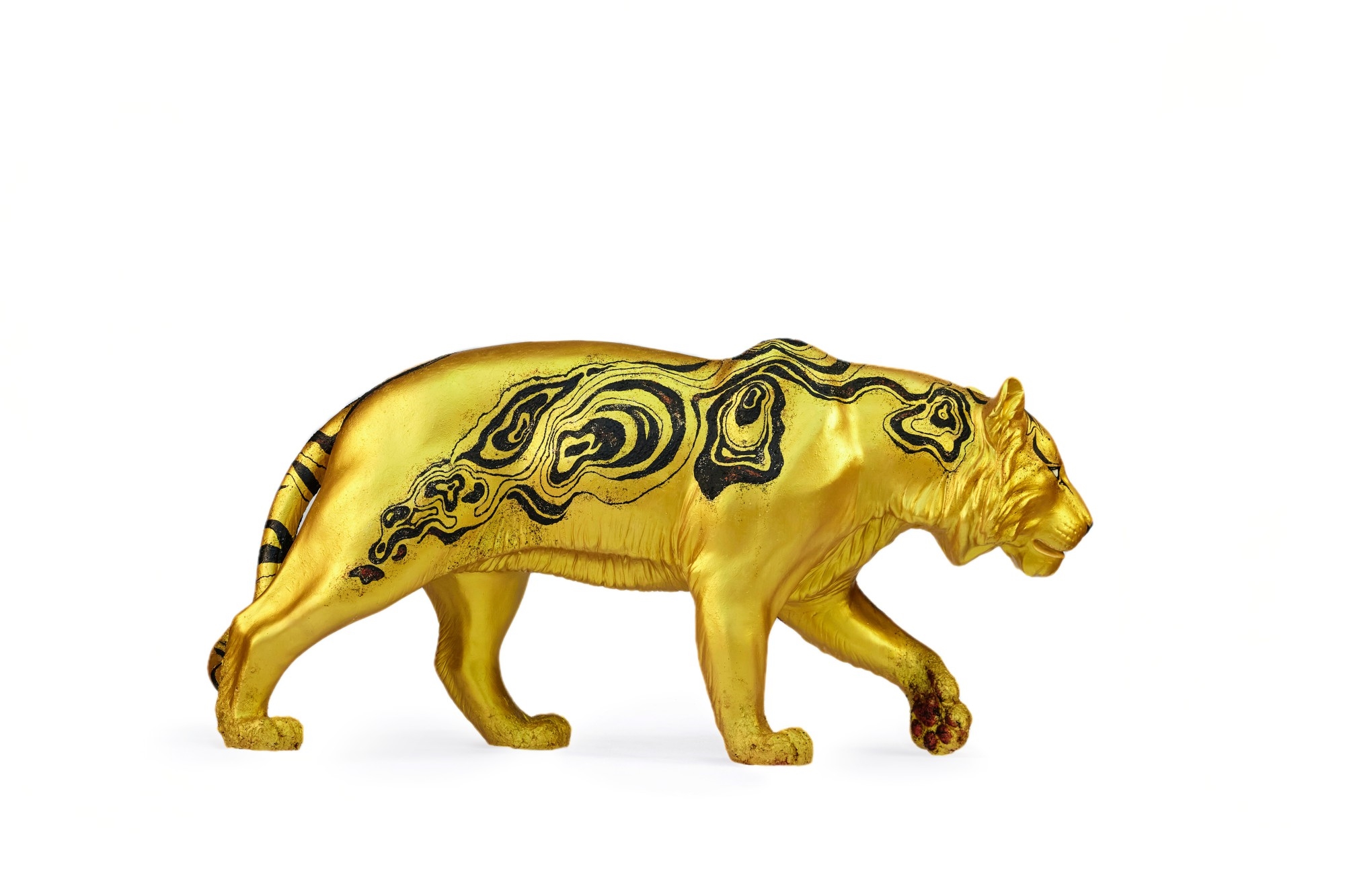 Artwork by Temenggong Artists-In-Residence, Ernest Seah, Cynthie Renata, Nanyang Academy of Fine Art, Tribal Gold, Made of Gold and black paint with red glitter on fiberglass