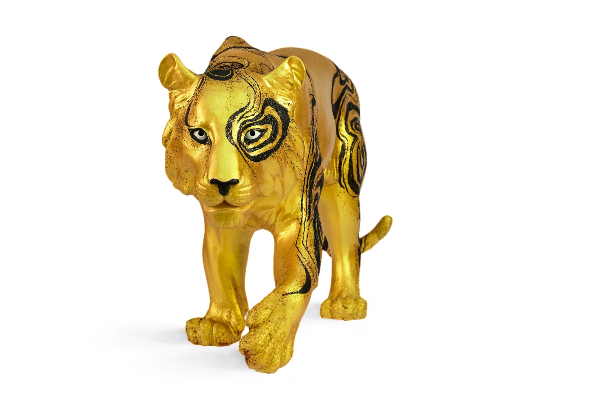 Artwork by Temenggong Artists-In-Residence, Ernest Seah, Cynthie Renata, Nanyang Academy of Fine Art, Tribal Gold, Made of Gold and black paint with red glitter on fiberglass