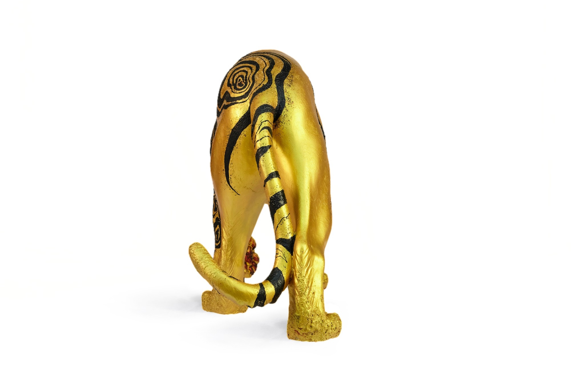 Artwork by Temenggong Artists-In-Residence, Ernest Seah, Cynthie Renata, Nanyang Academy of Fine Art, Tribal Gold, Made of Gold and black paint with red glitter on fiberglass