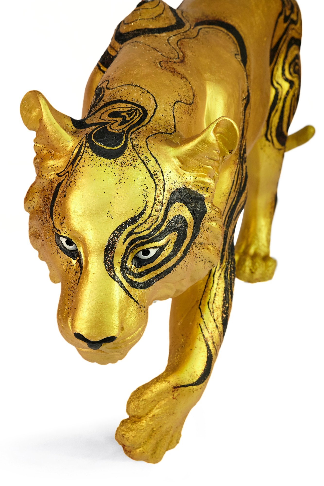 Artwork by Temenggong Artists-In-Residence, Ernest Seah, Cynthie Renata, Nanyang Academy of Fine Art, Tribal Gold, Made of Gold and black paint with red glitter on fiberglass