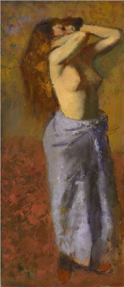 Femme en peignoir bleu le torse découvert by Edgar Degas, Painted circa 1887-1890