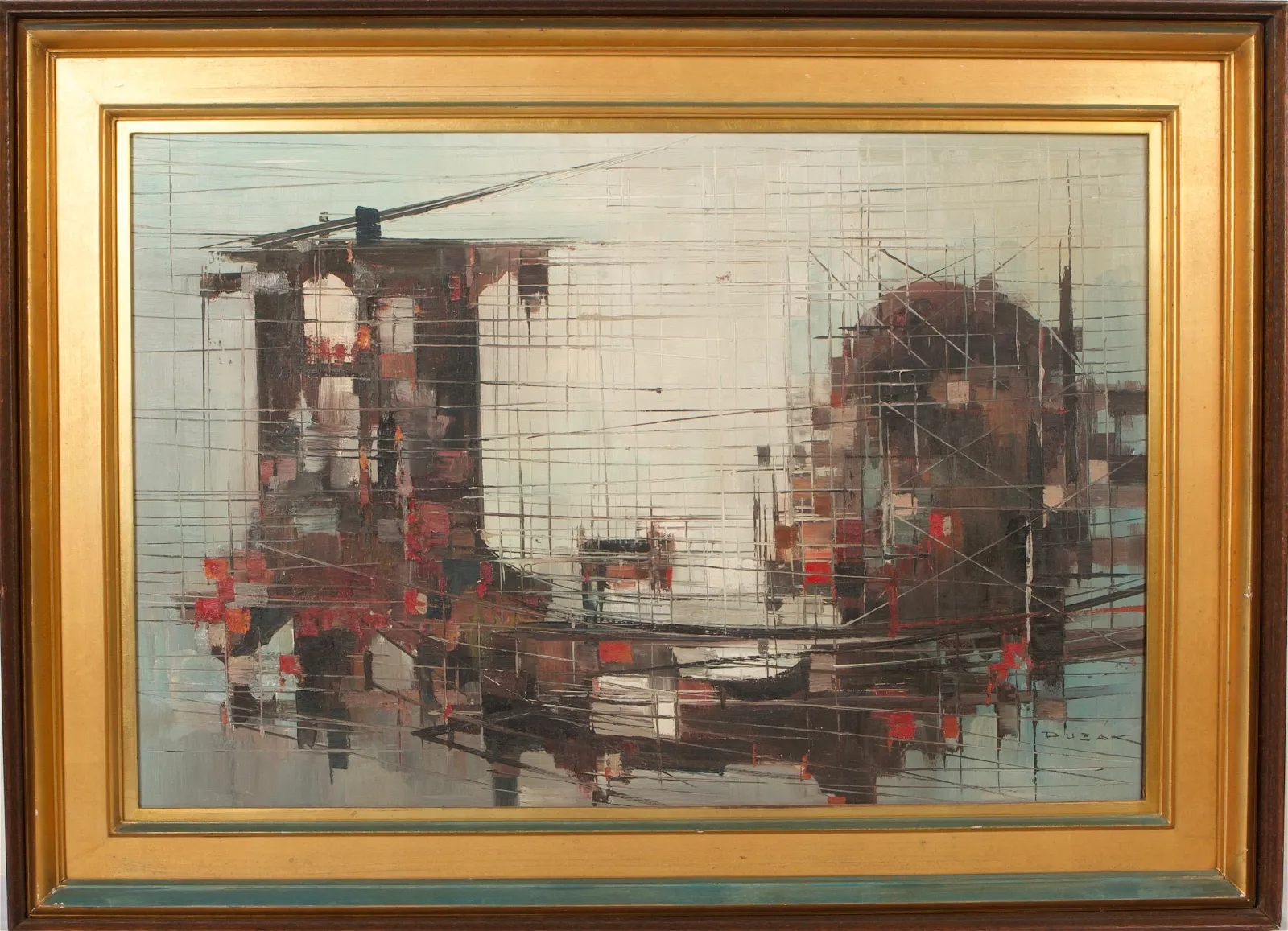 Artwork by Hans Grabner, "Modern City", Made of Oil on Canvas