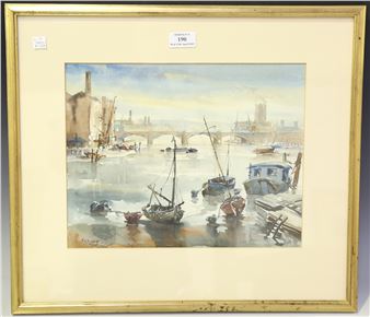 'The Thames from Hammersmith Bridge' and 'Autumn the Thames, Chelsea' - M. A. Bussey