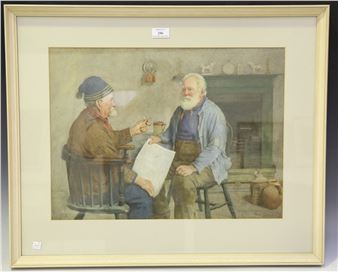 Two Elderly Men in an Interior - Fred M. Evans