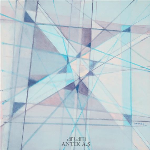 Mavi Geometrik Kompozisyon by Ferruh Başağa, 2001