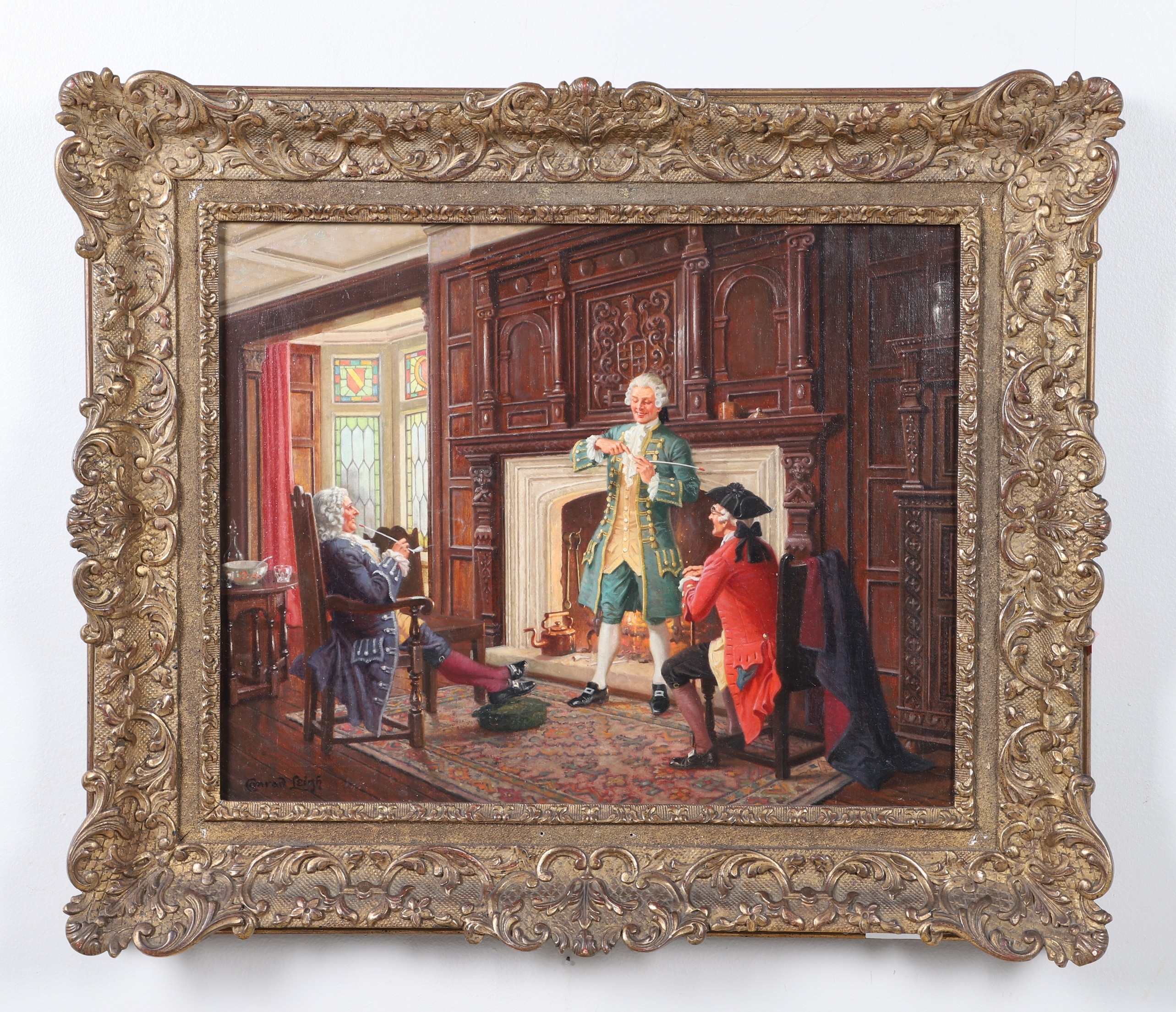 Artwork by Conrad Heighton Leigh, Smoking by the Fire, Made of oil on canvas