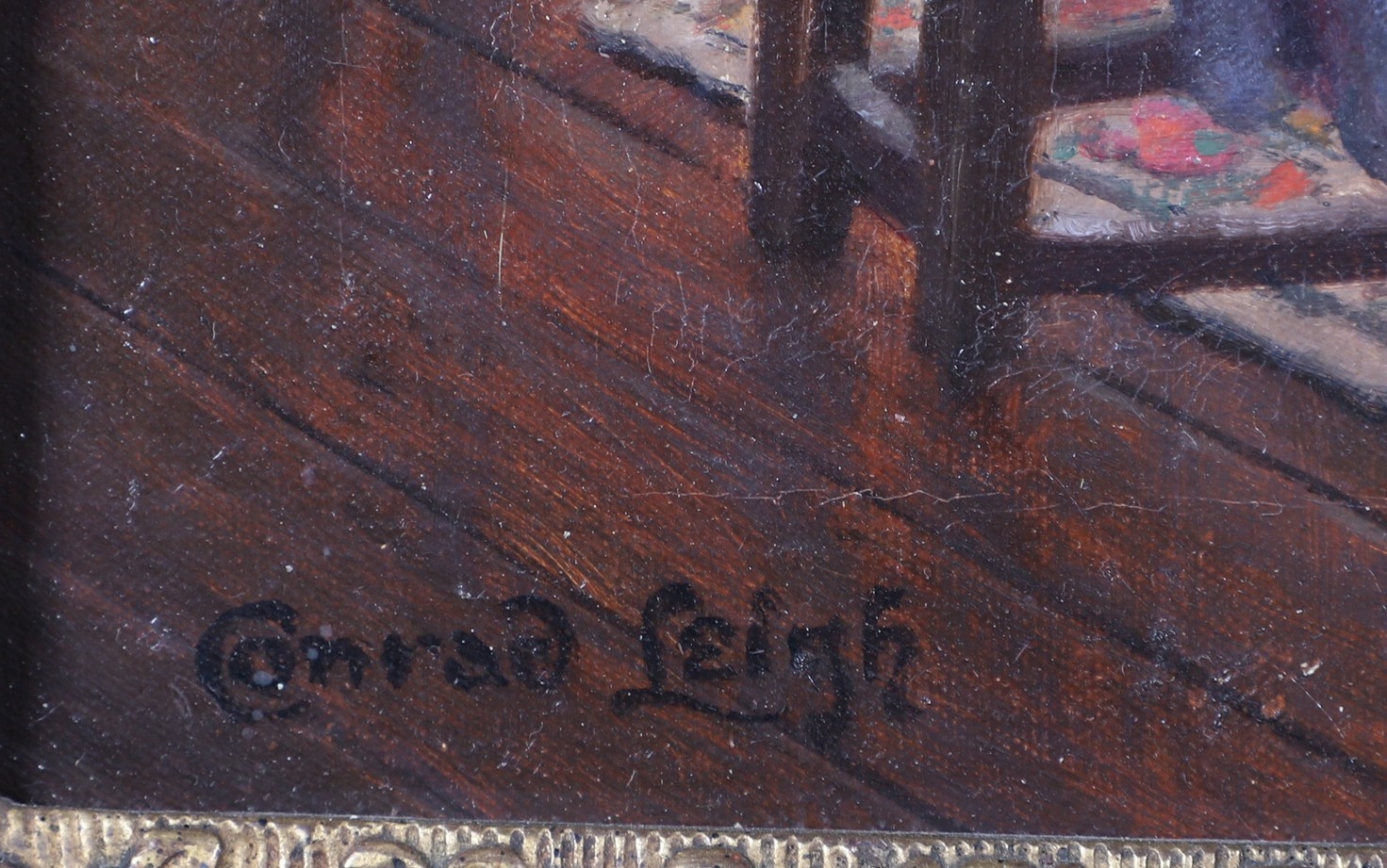 Artwork by Conrad Heighton Leigh, Smoking by the Fire, Made of oil on canvas