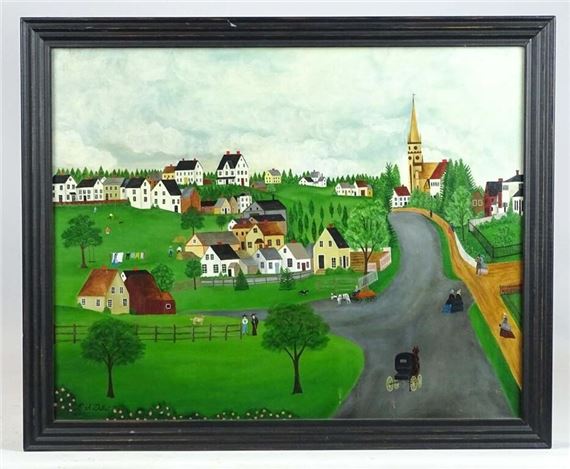 Village Scene by Evelyn S. Dubiel