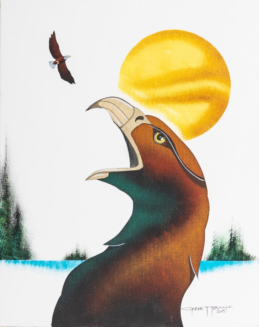 Artwork by Garnet Tobacco, Eagle, Made of acrylic on canvas board