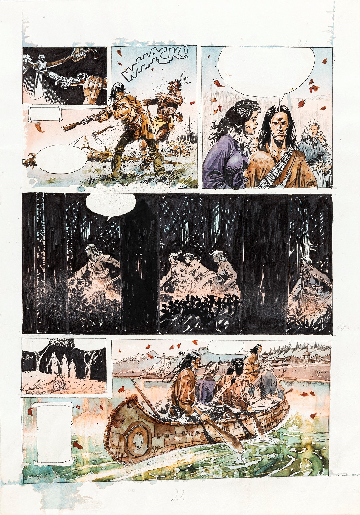 Artwork by Sergio Tisselli, Renzo Calegari, Guerre di frontiera, Made of pencil, ink and watercolor on thin cardboard