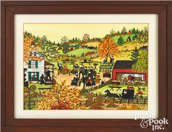 fall landscape with country auction - Hattie K. Brunner
