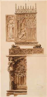 Estudios de interior de catedral - Manuel Villegas Brieva