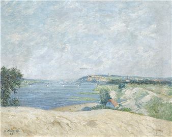 Weite Elblandschaft mit Brücke - Otto Hundt