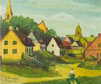 Quebec village scene - E. Guilbert