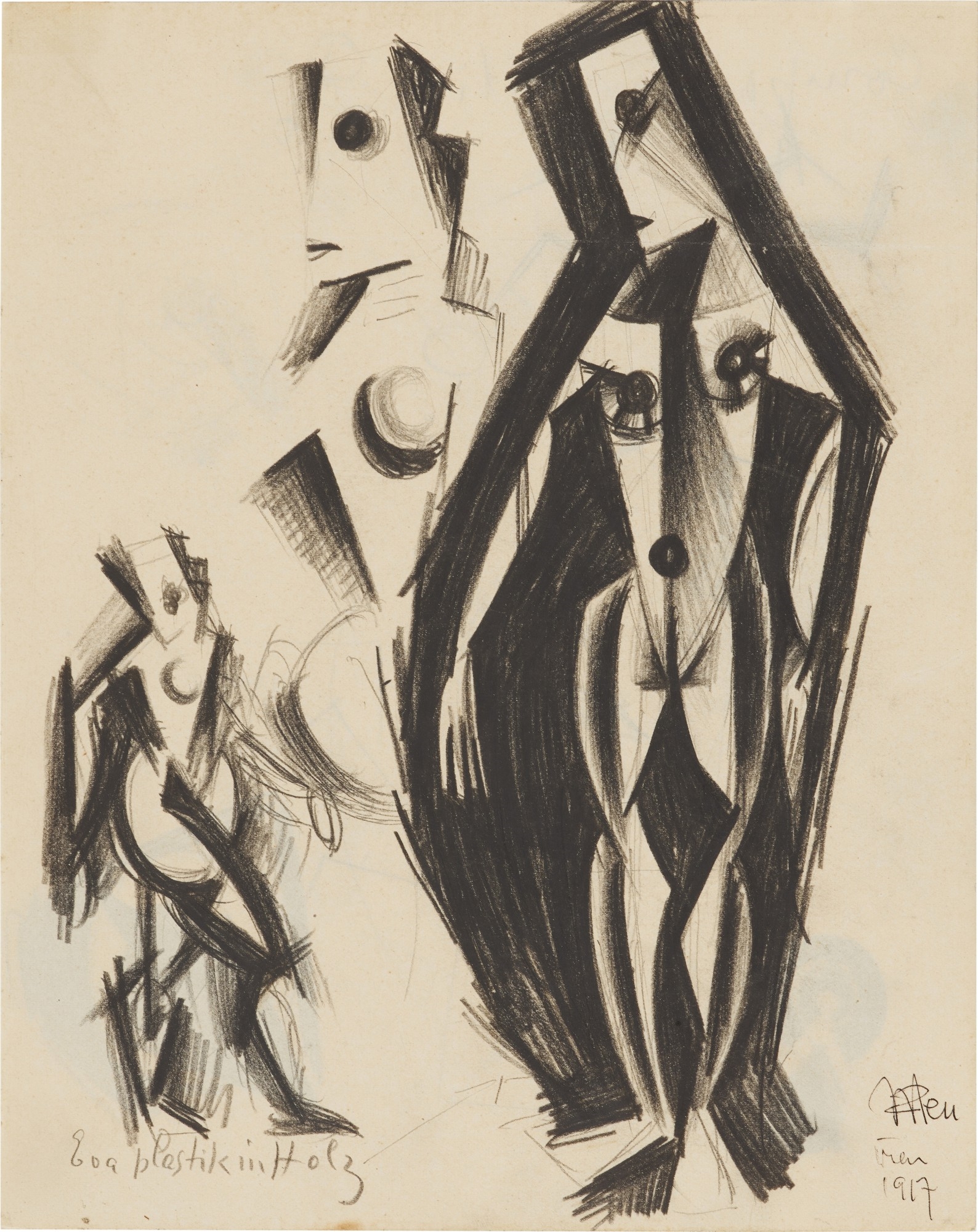 Artwork by Johannes Itten, Studie für Eva-Plastik (Study for Eva Plastic), Made of pencil on paper