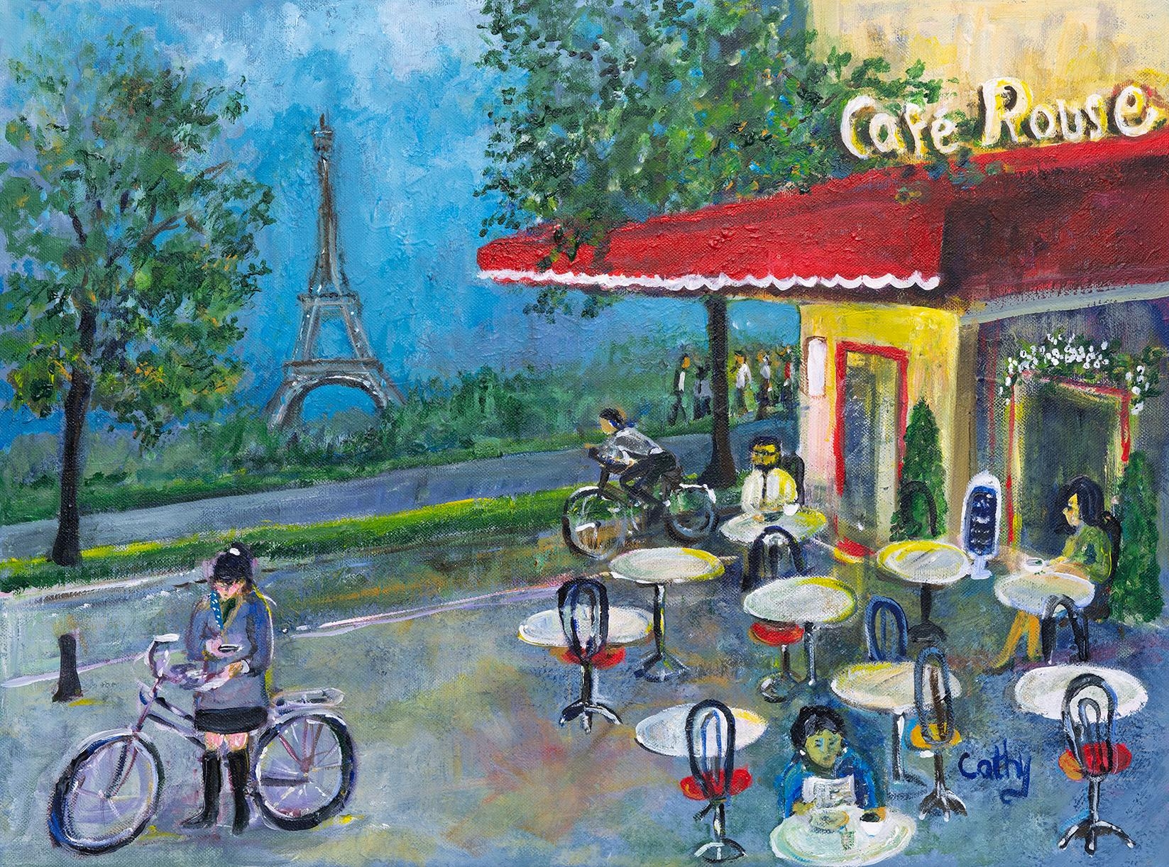 Artwork by Cathy Sinclair, Cafe Rouge a Paris, Made of Acrylic on canvas