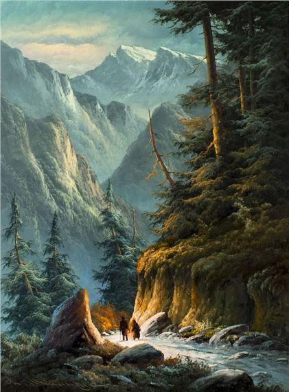 Winter Mountain Landscape by Ludwig Muninger
