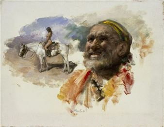 Oriental Man and Nude Woman on Horse - Maurizio Gorraci