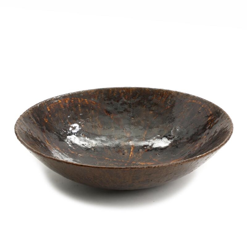 Artwork by Eigil Hinrichsen, A stoneware bowl, Made of dark brown glaze with
