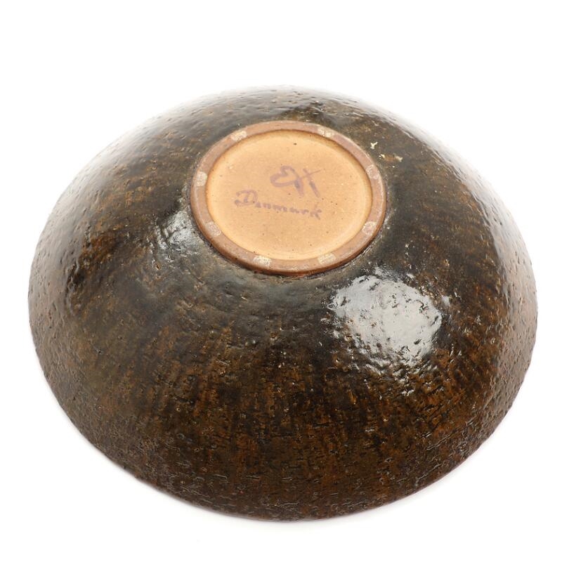 Artwork by Eigil Hinrichsen, A stoneware bowl, Made of dark brown glaze with