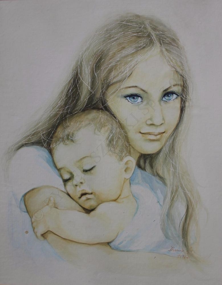 Kobieta z dzieckiem by Danuta Muszyńska-zamorska, 1976
