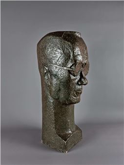 Buste d’homme à lunettes - Emile François Poetou