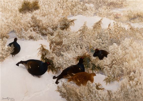Red Grouse in the Snow by Bruno Liljefors, 1909