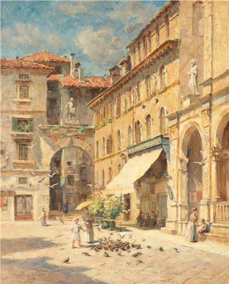 The Piazza at Verona by Colin Campbell Cooper
