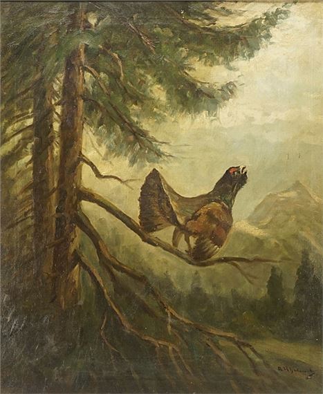 courtship grouse by Adolf Rheinert, 20th century