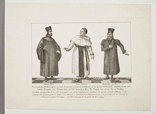 Artwork by B. Eschbacher, Leaflet showing the three early reformers, Made of Lithograph on paper